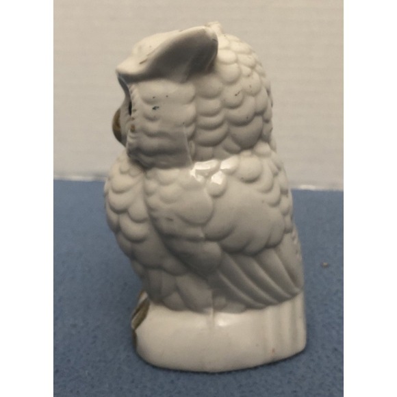 Vintage Hand Painted White Owl with Gold Accents Bank - Made in Japan - Picture 6 of 9